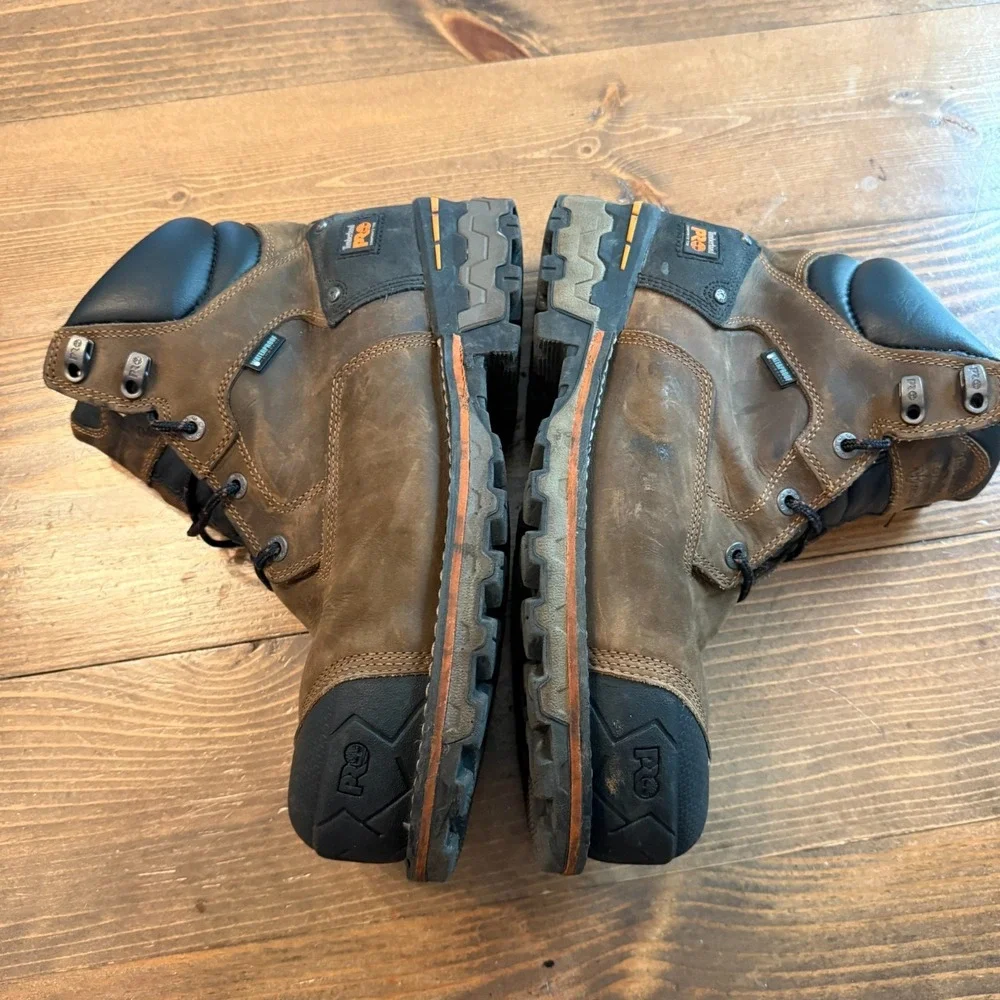 Timberland Pro Boots Men Size 9.5‎ Boondock Composite Toe Work Brown Leather